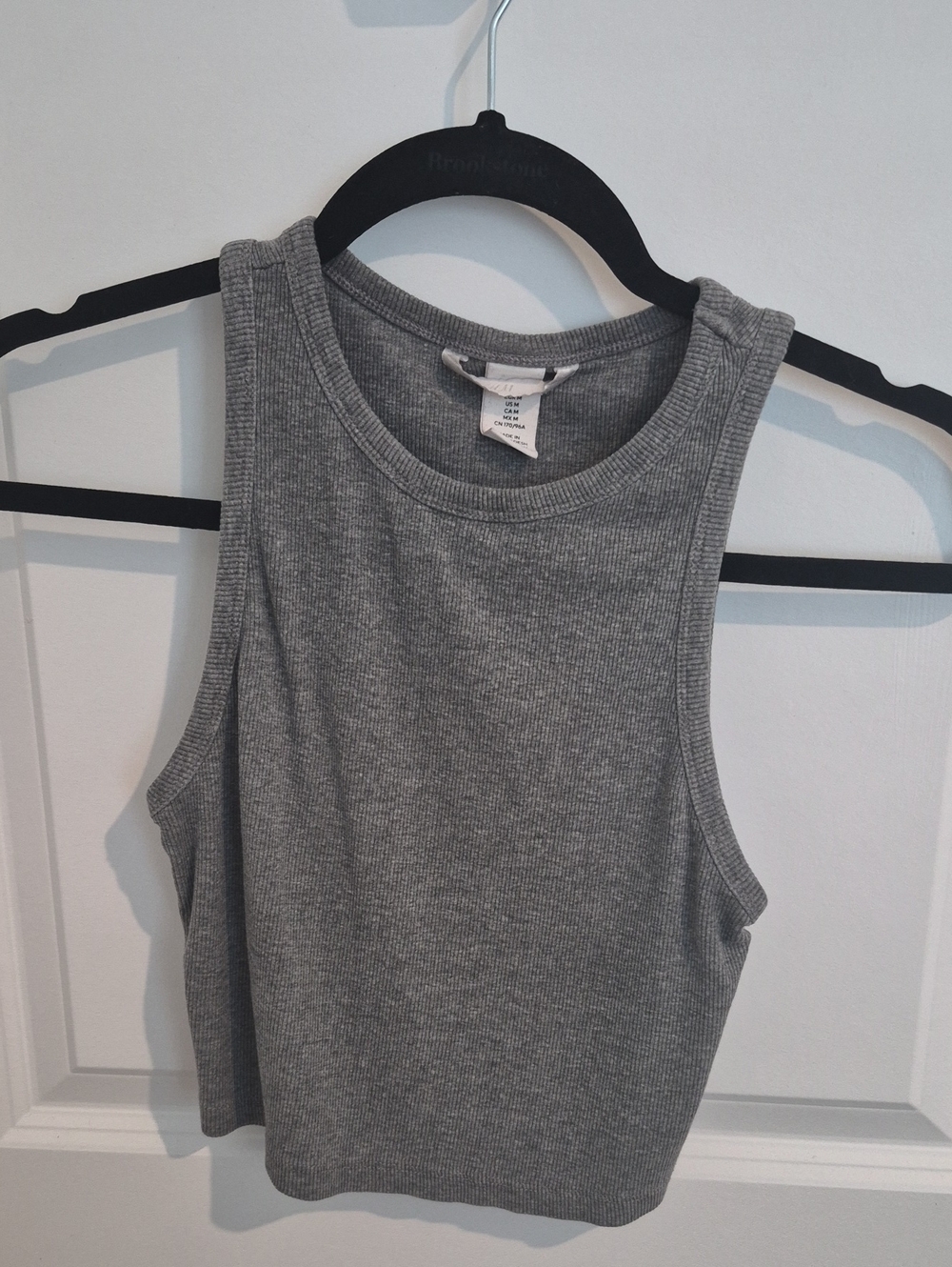 Women H&M Ribbed Tank Top in Grey